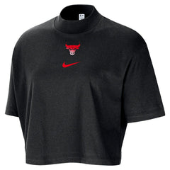 Chicago Bulls Women's Courtside Mock Neck Loose Fit Cropped T-Shirt sale Discount