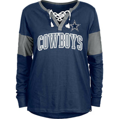 Dallas Cowboys New Era Women's Lace-Up Notch-Neck Long Sleeve T-Shirt