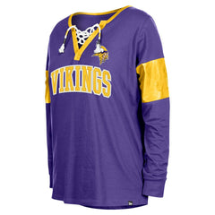 Minnesota Vikings New Era Women's Lace-Up Notch-Neck Long Sleeve T-Shirt