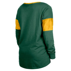 Green Bay Packers New Era Women's Lace-Up Notch-Neck Long Sleeve T-Shirt