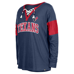 Houston Texans New Era Women's Lace-Up Notch-Neck Long Sleeve T-Shirt