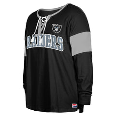 Las Vegas Raiders New Era Women's Plus Size Lace-Up Notch Neck Long Sleeve T-Shirt