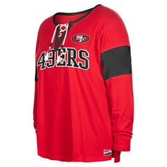 San Francisco 49ers New Era Women's Plus Size Lace-Up Notch Neck Long Sleeve T-Shirt