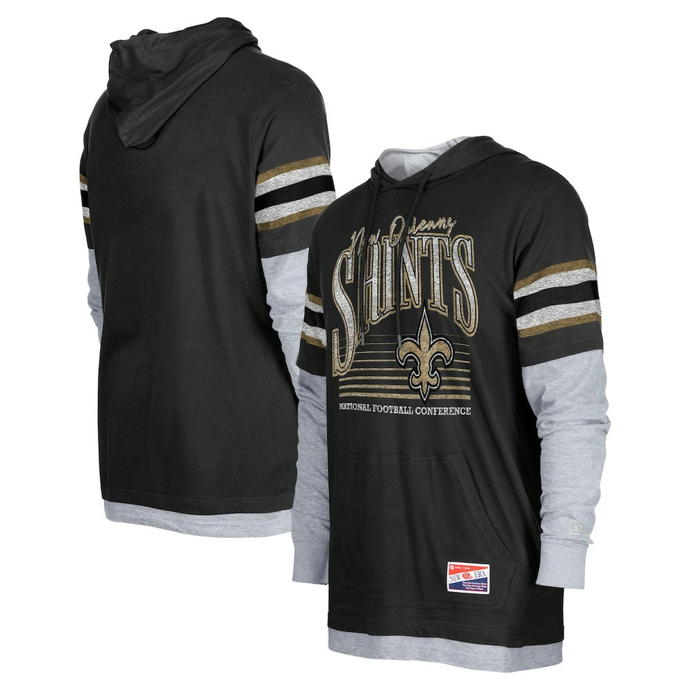 New Orleans Saints New Era Twofer Long Sleeve Hooded T-Shirt