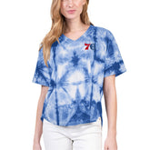 Philadelphia 76ers G-III 4Her by Carl Banks Women's Tournament Raglan Oversized Tie-Dye V-Neck T-Shirt New