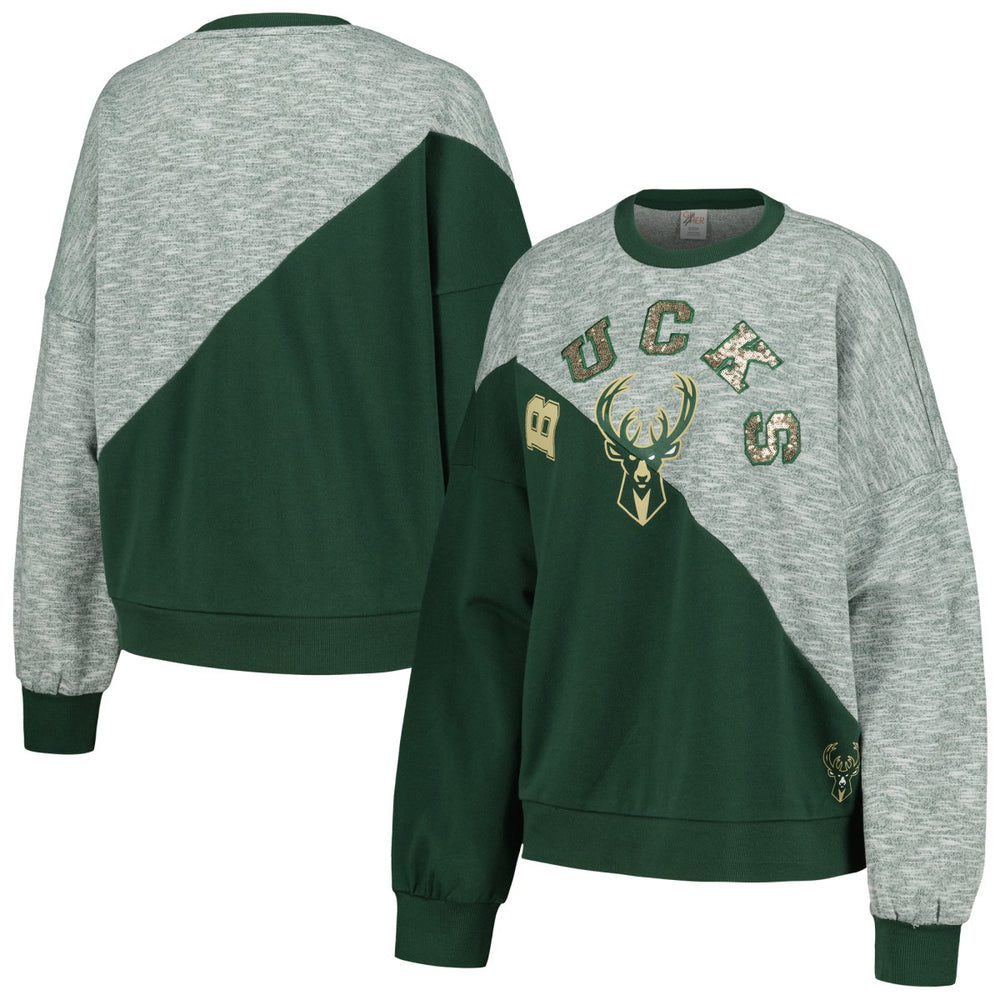 Milwaukee Bucks G-III 4Her by Carl Banks Women's Benches Split Pullover Sweatshirt For Sale