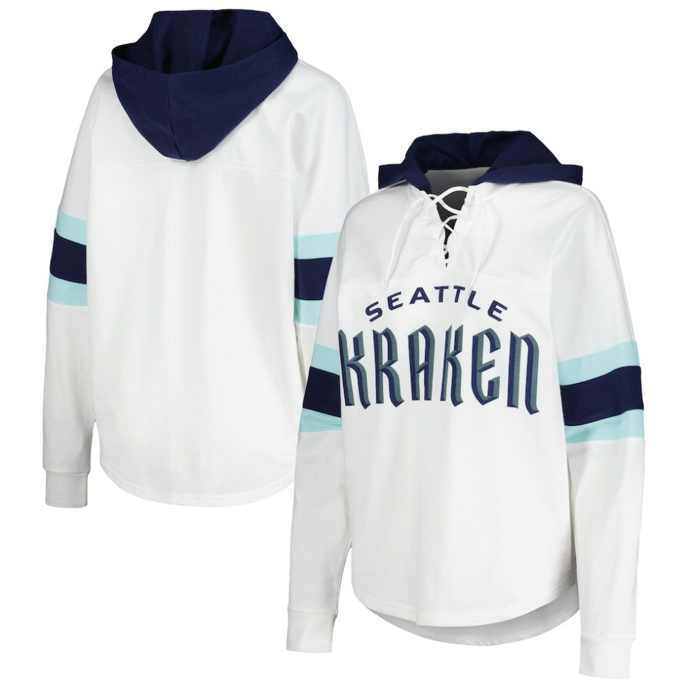 Seattle Kraken G-III 4Her by Carl Banks Women's Goal Zone Long Sleeve Lace-Up Hoodie T-Shirt Discount
