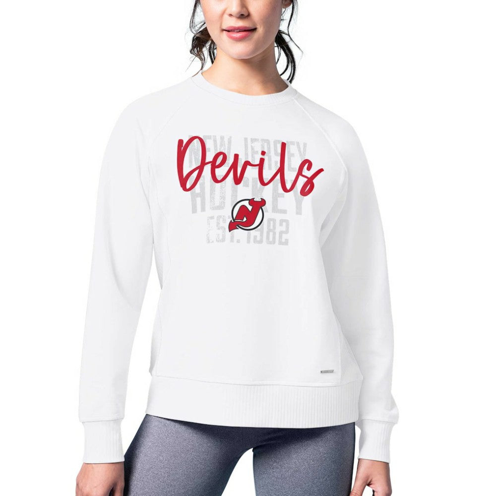New Jersey Devils MSX by Michael Strahan Women's Millie Raglan Pullover Sweatshirt On Sale
