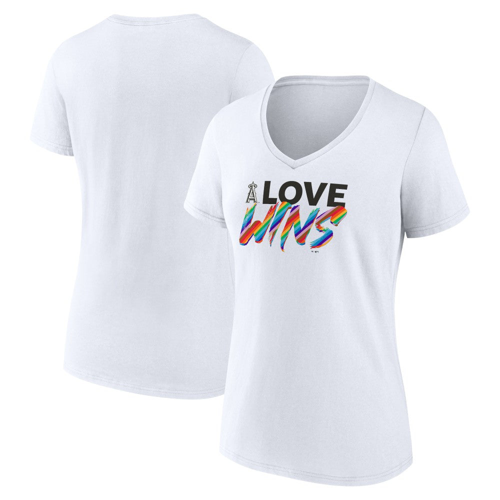 Los Angeles Angels Women's Love Wins V-Neck T-Shirt | MLB For sale
