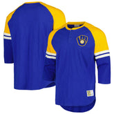 Milwaukee Brewers Mitchell & Ness Cooperstown Collection Legendary Raglan Slub Henley 3/4-Sleeve T-Shirt | MLB Near me