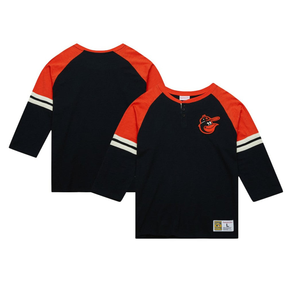 Baltimore Orioles Mitchell & Ness Cooperstown Collection Legendary Raglan Slub Henley 3/4-Sleeve T-Shirt | MLB For sale