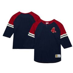 Boston Red Sox Mitchell & Ness Cooperstown Collection Legendary Raglan Slub Henley 3/4-Sleeve T-Shirt | MLB Near me