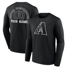 Arizona Diamondbacks Monochrome Personalized Name & Number Long Sleeve T-Shirt | MLB New