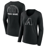 Arizona Diamondbacks Women's Monochrome Personalized Name & Number Long Sleeve V-Neck T-Shirt | MLB Sale