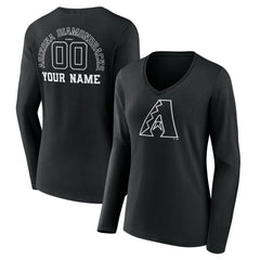 Arizona Diamondbacks Women's Monochrome Personalized Name & Number Long Sleeve V-Neck T-Shirt | MLB Sale