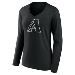 Arizona Diamondbacks Women's Monochrome Personalized Name & Number Long Sleeve V-Neck T-Shirt | MLB Sale