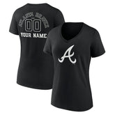 Atlanta Braves Women's Monochrome Personalized Name & Number V-Neck T-Shirt | MLB Near me