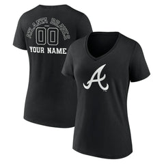Atlanta Braves Women's Monochrome Personalized Name & Number V-Neck T-Shirt | MLB Near me