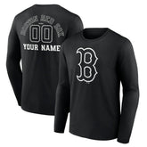 Boston Red Sox Monochrome Personalized Name & Number Long Sleeve T-Shirt | MLB Discount