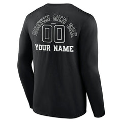 Boston Red Sox Monochrome Personalized Name & Number Long Sleeve T-Shirt | MLB Discount