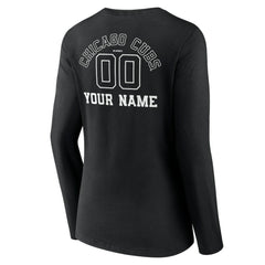 Chicago Cubs Women's Monochrome Personalized Name & Number Long Sleeve V-Neck T-Shirt | MLB For sale