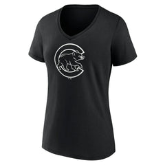 Chicago Cubs Women's Monochrome Personalized Name & Number V-Neck T-Shirt | MLB Sale