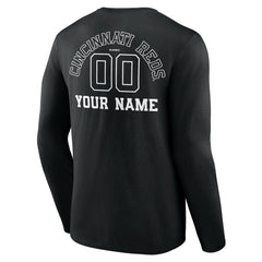 Cincinnati Reds Monochrome Personalized Name & Number Long Sleeve T-Shirt | MLB Outlet