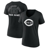 Cincinnati Reds Women's Monochrome Personalized Name & Number V-Neck T-Shirt | MLB Outlet