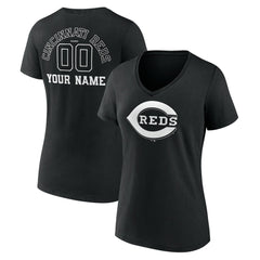 Cincinnati Reds Women's Monochrome Personalized Name & Number V-Neck T-Shirt | MLB Outlet