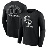 Colorado Rockies Monochrome Personalized Name & Number Long Sleeve T-Shirt | MLB Discount