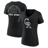 Colorado Rockies Women's Monochrome Personalized Name & Number V-Neck T-Shirt | MLB For sale