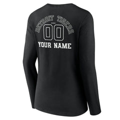 Detroit Tigers Women's Monochrome Personalized Name & Number Long Sleeve V-Neck T-Shirt | MLB On Sale
