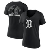 Detroit Tigers Women's Monochrome Personalized Name & Number V-Neck T-Shirt | MLB US