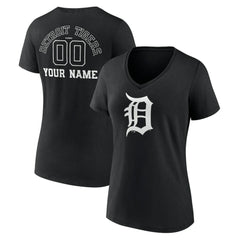Detroit Tigers Women's Monochrome Personalized Name & Number V-Neck T-Shirt | MLB US