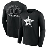 Houston Astros Monochrome Personalized Name & Number Long Sleeve T-Shirt | MLB Discount