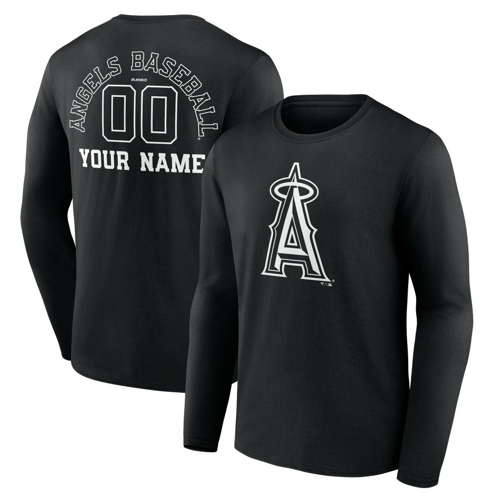 Los Angeles Angels Monochrome Personalized Name & Number Long Sleeve T-Shirt | MLB New