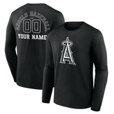 Los Angeles Angels Monochrome Personalized Name & Number Long Sleeve T-Shirt | MLB New