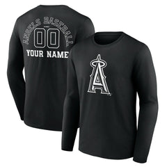 Los Angeles Angels Monochrome Personalized Name & Number Long Sleeve T-Shirt | MLB New