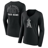 Los Angeles Angels Women's Monochrome Personalized Name & Number Long Sleeve V-Neck T-Shirt | MLB For sale
