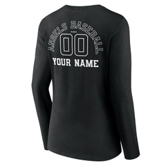 Los Angeles Angels Women's Monochrome Personalized Name & Number Long Sleeve V-Neck T-Shirt | MLB For sale