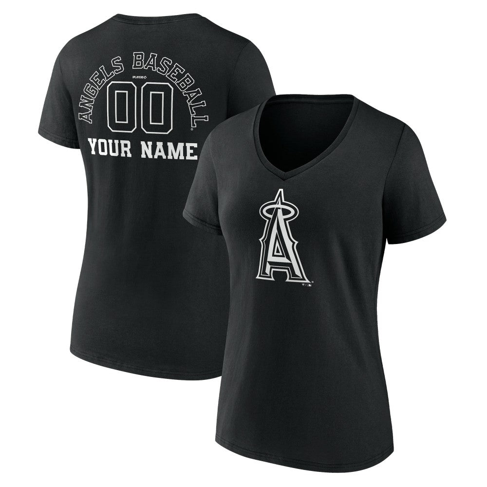 Los Angeles Angels Women's Monochrome Personalized Name & Number V-Neck T-Shirt | MLB New