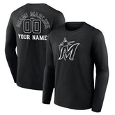 Miami Marlins Monochrome Personalized Name & Number Long Sleeve T-Shirt | MLB Shop