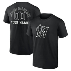 Miami Marlins Monochrome Personalized Name & Number T-Shirt | MLB Shop