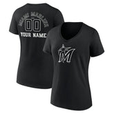 Miami Marlins Women's Monochrome Personalized Name & Number V-Neck T-Shirt | MLB Online