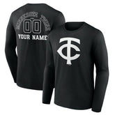 Minnesota Twins Monochrome Personalized Name & Number Long Sleeve T-Shirt | MLB On Sale
