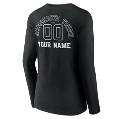 Minnesota Twins Women's Monochrome Personalized Name & Number Long Sleeve V-Neck T-Shirt | MLB US