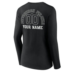 Pittsburgh Pirates Women's Monochrome Personalized Name & Number Long Sleeve V-Neck T-Shirt | MLB Near me