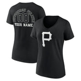Pittsburgh Pirates Women's Monochrome Personalized Name & Number V-Neck T-Shirt | MLB Online