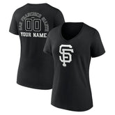 San Francisco Giants Women's Monochrome Personalized Name & Number V-Neck T-Shirt | MLB On Sale