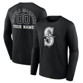 Seattle Mariners Monochrome Personalized Name & Number Long Sleeve T-Shirt | MLB US